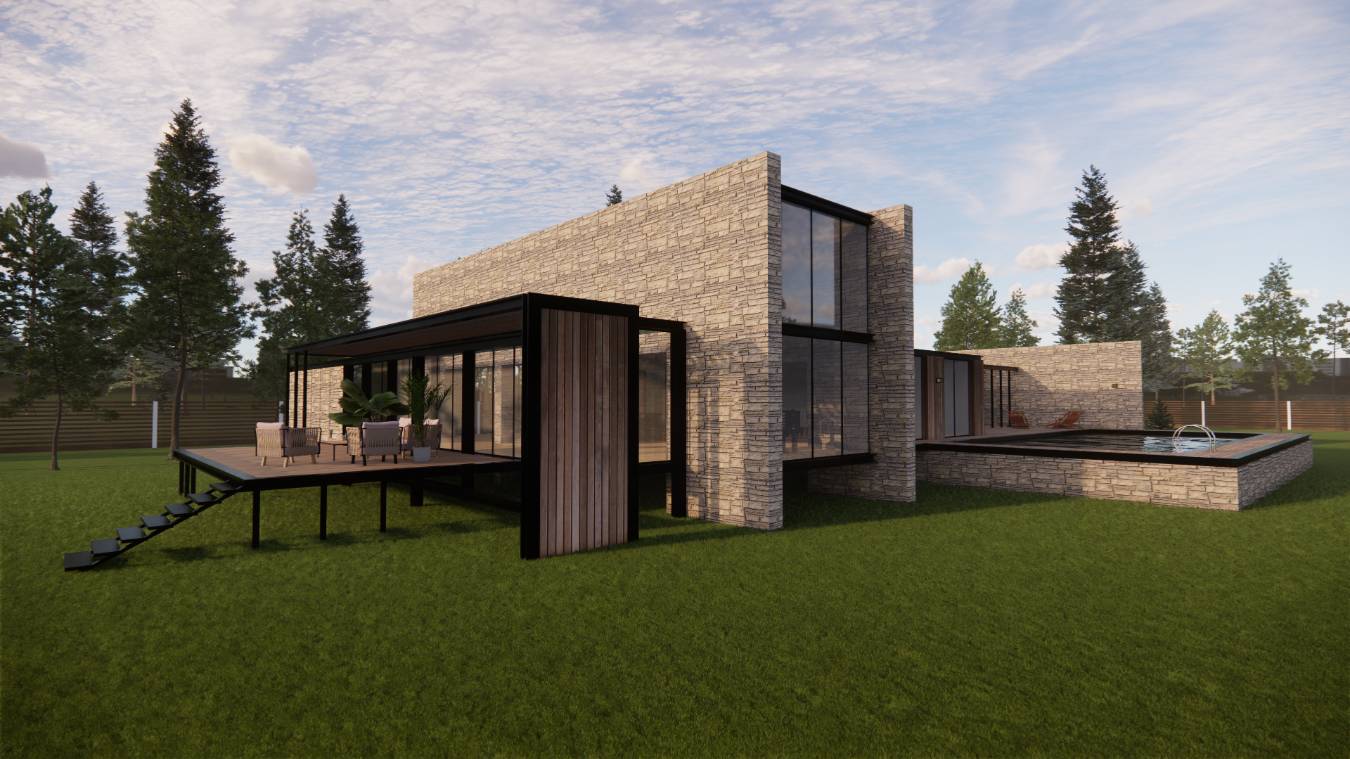 Tek katlı Çelik Villa Render 2